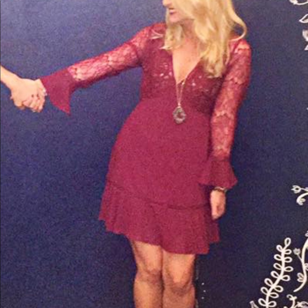 Burgundy long sleeve dress